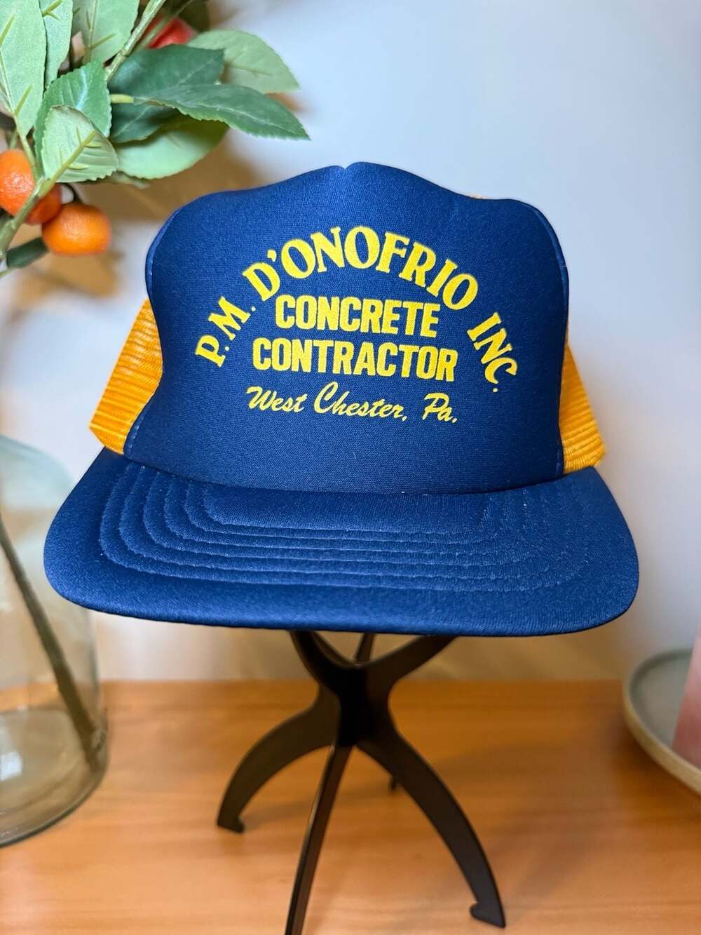 Vintage PM D'Onofrio Inc Concrete West Chester PA Mesh Trucker Hat Snapback